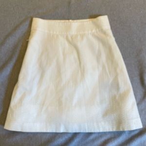 Akris white seersucker aline skirt